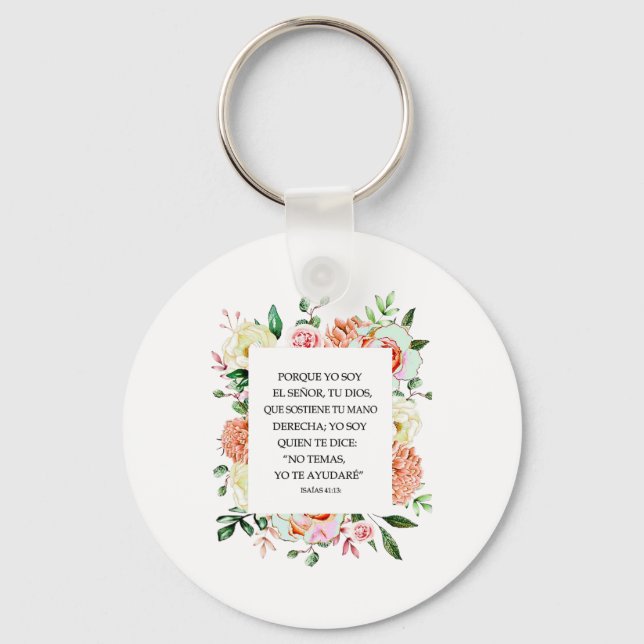 Porte-clés La Bible espagnole Verse Isaías 4113 Porque Yo Soy (Recto)