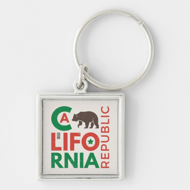 Porte-clés La Californie avec le logo d'ours gris (Devant)