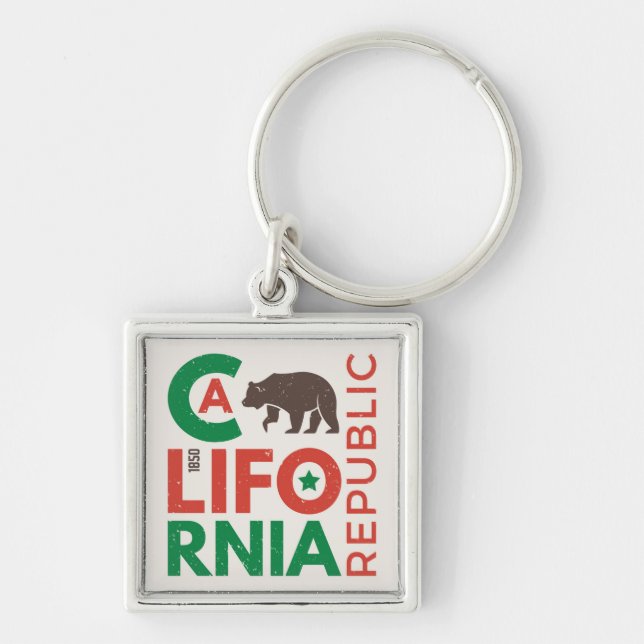 Porte-clés La Californie avec le logo d'ours gris (Devant)