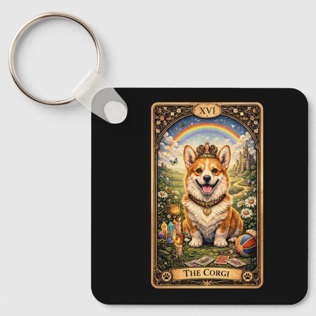 Porte-clés La carte de tarot Corgi (Recto)