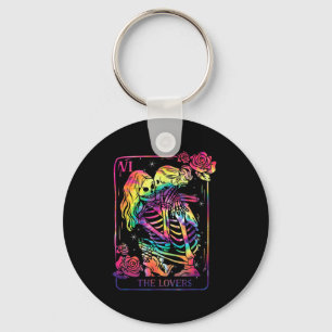 Porte-clés La carte de tarot des amants goth tie dye embrassa