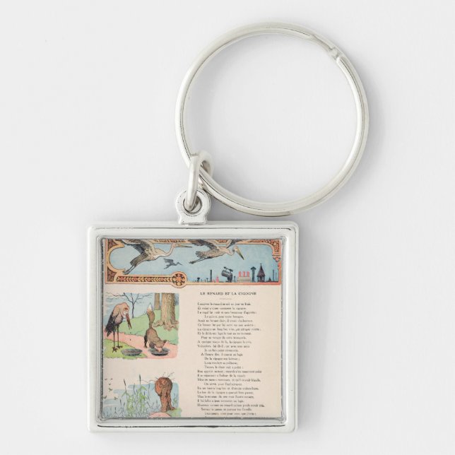 Porte-clés La cigogne et le Fox des fables (Devant)