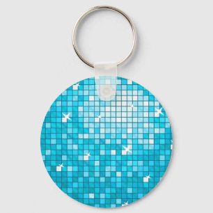 Porte-clés La disco couvre de tuiles le porte - clé bleu rond