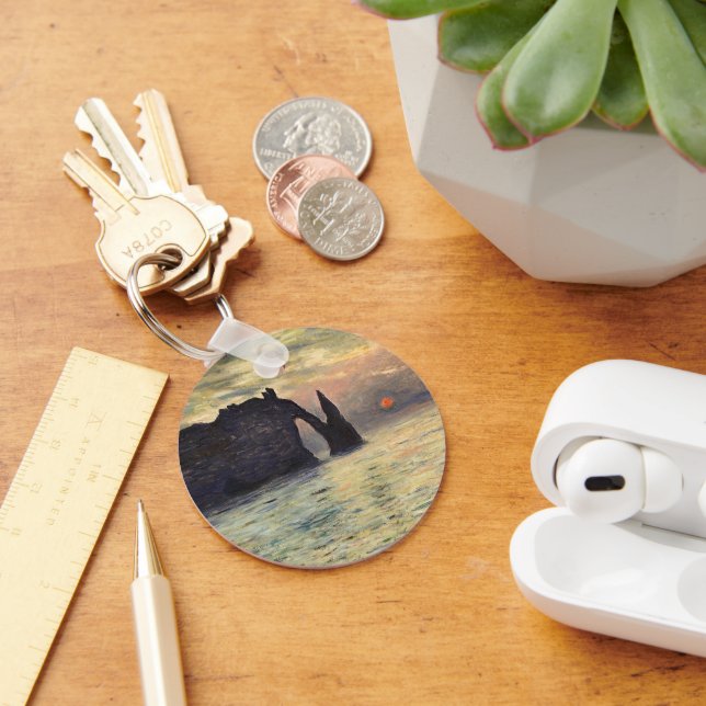 Porte-clés La Falaise d'Etretat, soleil couchant de Claude Mo (Bureau)