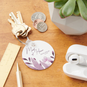 Porte-clés La femme d'honneur Bourgogne Grand Mariage Feuille