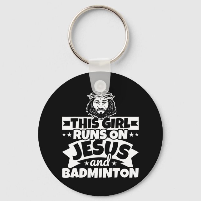 Porte-clés La Fille Coule Sur Jésus Et Badminton (Recto)