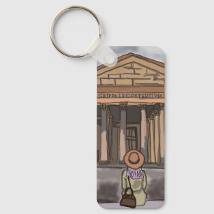 Porte-clés La fille est assise devant le Panthéon à Rome.