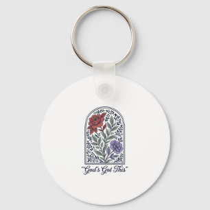 Porte-clés La foi florale vintage de Dieu