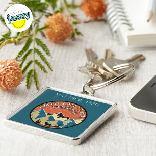 Porte-clés La foi peut déplacer les montagnes Écriture Carré