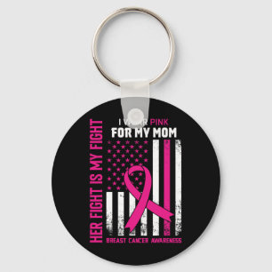 Porte-clés La lutte est ma lutte Je porte rose maman cancer d