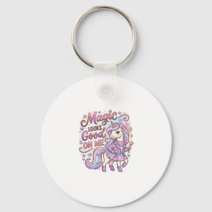 Porte-clés La magie de la licorne me va bien Graphisme Blanc