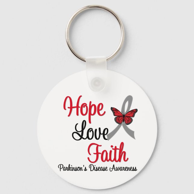 Porte-clés La maladie de Parkinson HOPE LOVE FAITH Ribbon (Recto)