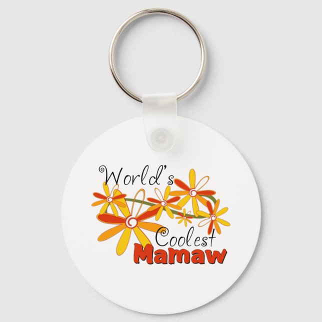 Porte-clés La Mamaw la plus cool du monde floral (Recto)