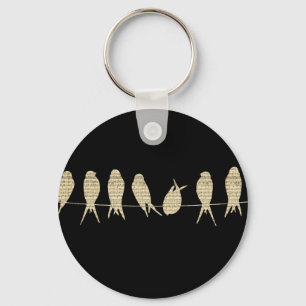 Porte-clés La musique note le destin animal d'oiseau de burea