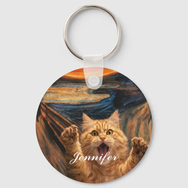 Porte-clés La parodie d'art du chat dans Le Cri               (Recto)
