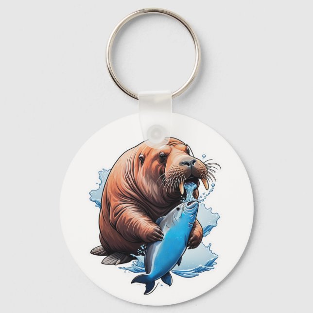 Porte-clés La Pêche Au Walrus Dans La Mer (Recto)