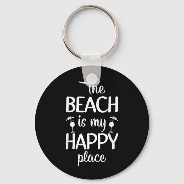 Porte-clés La plage est mon endroit heureux (Recto)