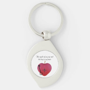 Porte-clés La pomme de mon oeil et la clé de mon coeur