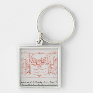 Porte-clés La première carte de Noël, par J.C.Horsley, 1843