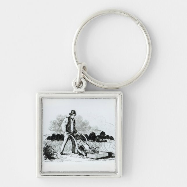 Porte-clés La première tondeuse à gazon (gravure) (photo de (Devant)