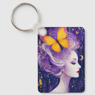 Porte-clés La Rêverie du Portrait Bohème de la Femme Papillon