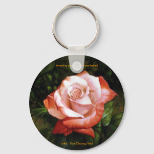 Porte-clés La rosée de matin sur le rose s'est fanée porte -
