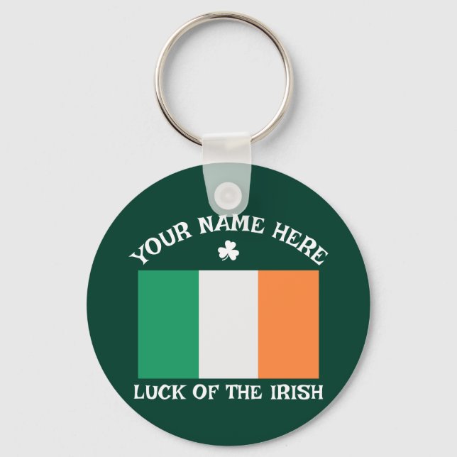 Porte-clés La Saint-Patrick Drapeau Irlande Nom Personnalisé  (Recto)