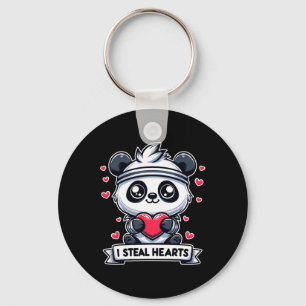 Porte-clés La Saint-Valentin je vole des cœurs Panda ours mig