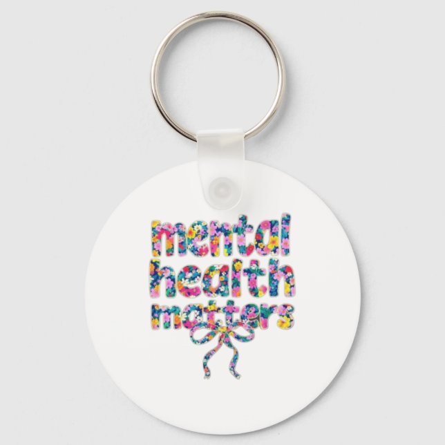 Porte-clés 🌸 La santé mentale, ça compte Design floral (Recto)