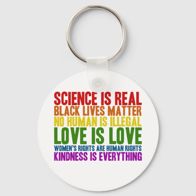 Porte-clés La science est réelle Aucun être humain n'est un P (Recto)