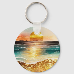 Porte-clés La série de plage à l'aquarelle Design 3