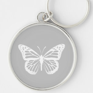 Porte-clés La silhouette du papillon Monarque blanc sur
