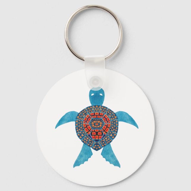 Porte-clés La tortue de mer tribale (Recto)
