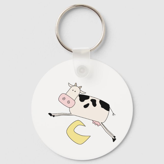 Porte-clés La vache saute par-dessus des T-shirts et des cade (Recto)