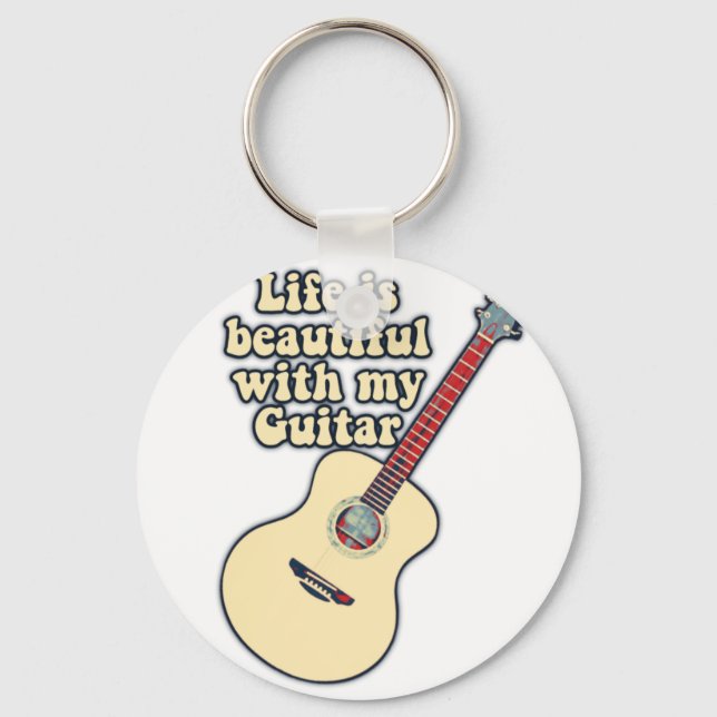 Porte-clés La vie est belle avec ma guitare. (Recto)