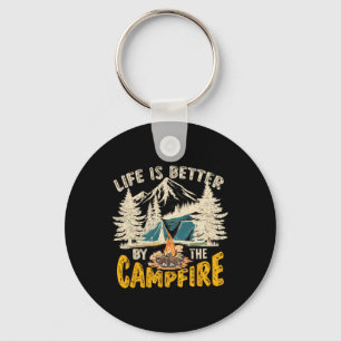 Porte-clés La vie est meilleure au feu de camp Camping vintag