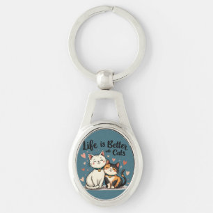 Porte-clés La vie est meilleure avec des chats esthétique de