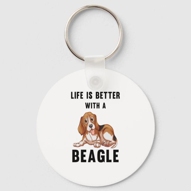 Porte-clés La vie est meilleure avec un Beagle (Recto)