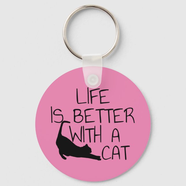 Porte-clés La Vie Est Meilleure Avec Un Chat (Recto)