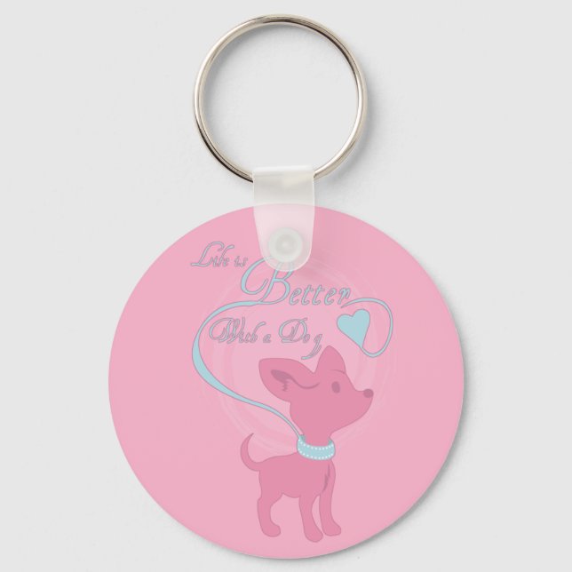 Porte-clés La Vie Est Meilleure Avec Un Chien (Recto)