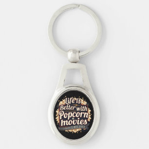 Porte-clés La vie est meilleure avec un design rétro Popcorn
