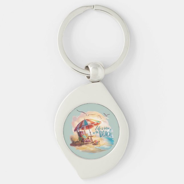 Porte-clés La vie est meilleure sur la plage - Esthétique côt (Devant)