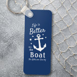 Porte-clés La Vie Est Mieux Sur Le Bateau Nautique Nom De Fam<br><div class="desc">Un porte - clé 2 faces à thème nautique élégant avec script de brosse et typographie royale lisant "La vie est meilleure sur le bateau" avec votre nom de famille, nom de bateau ou autre texte souhaité. Ce design présente une ancre de bateau classique et cinq étoiles. Les couleurs sont...</div>