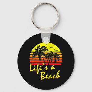 Porte-clés La vie est une plage 80s été Plage Palmier Coucher