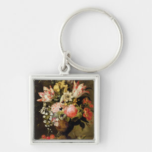Porte-clés La vie toujours des fleurs dans un vase avec un