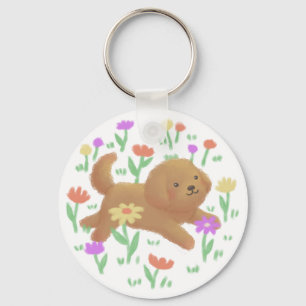 Porte-clés Labradoodle avec fleurs Illustration