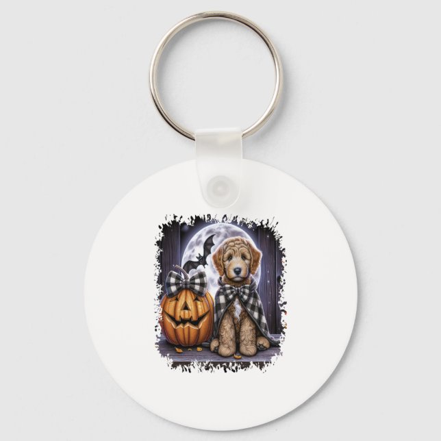 Porte-clés Labradoodle chien Carré d'Halloween (Recto)