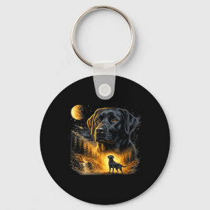Porte-clés Labrador noir hurleur à la Lune Chien vintage