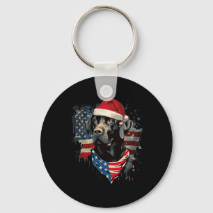 Porte-clés Labrador noir vintage Santa Noël pyjama