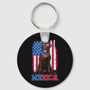 Porte-clés Labrador patriotique 4 juillet États-Unis Choco pa
